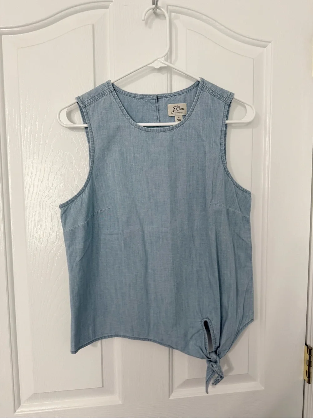 J. Crew Light Blue Denim Tie-Knot Sleeveless Tank
